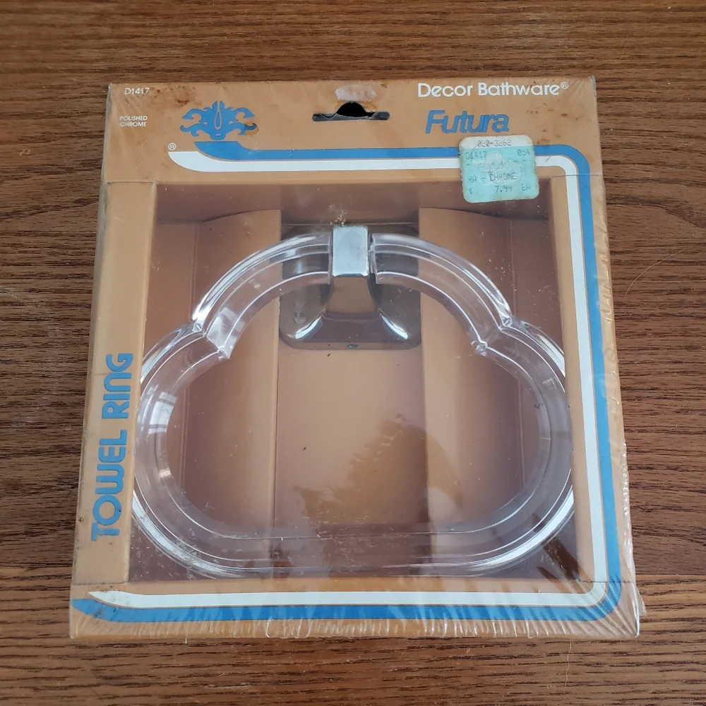 Decor Bathware Futura Vintage Towel Ring By Franklin Brass NIB MCM
